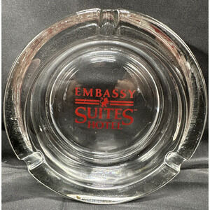 Vintage Embassy Suites Hotel Clear Glass Advertising Collectible Ashtray